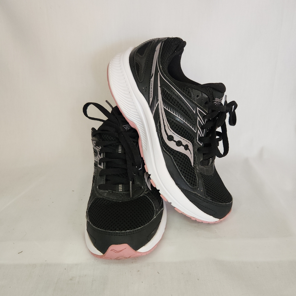 Saucony Cohesion 14 road running Comfort Sneaker Shoes Black/Pink 6.5